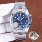 High Replica Rolex Explorer Watch Blue Face Stainless Steel strap Silver  Bezel  41mm